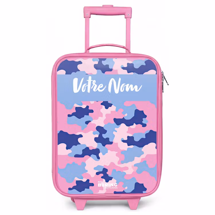 Valise enfant avec nom - Rose - Camouflage - Rose - Bleu — 1