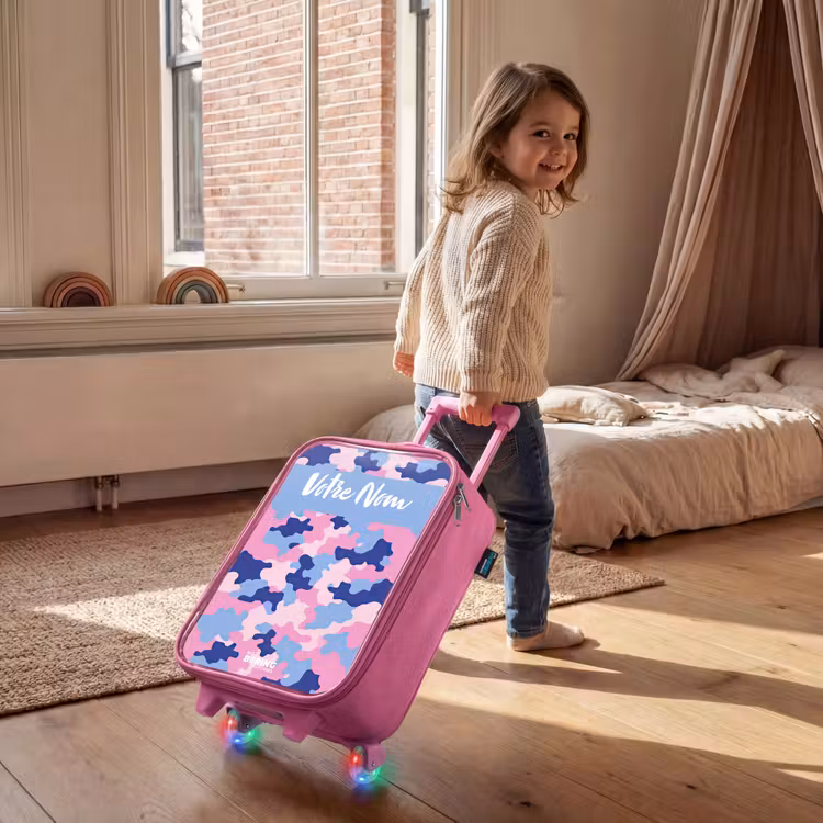 Valise enfant avec nom - Rose - Camouflage - Rose - Bleu — 2