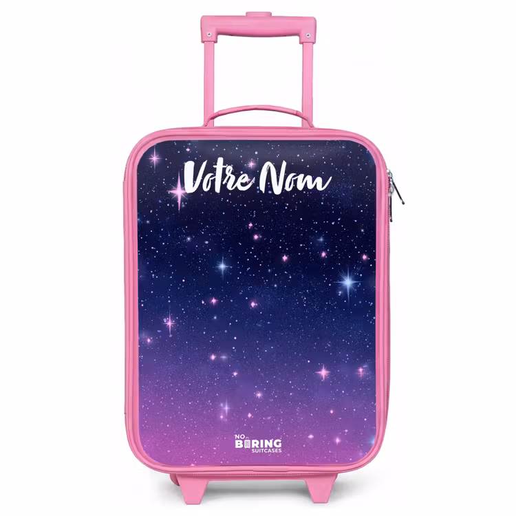 Valise enfant avec nom - Rose - Étoiles - Galaxie - Bleu - Rose — 1