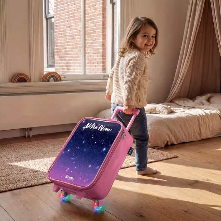 Valise enfant avec nom - Rose - Étoiles - Galaxie - Bleu - Rose — 2