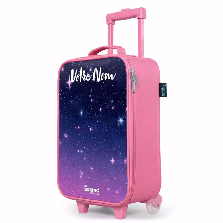 Valise enfant avec nom - Rose - Étoiles - Galaxie - Bleu - Rose — 8