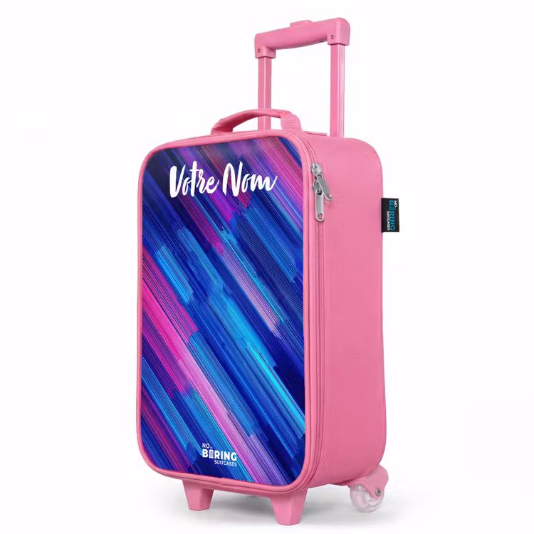Valise enfant avec nom - Rose - Néon - Rayures - Abstrait - Bleu - Rose — 8