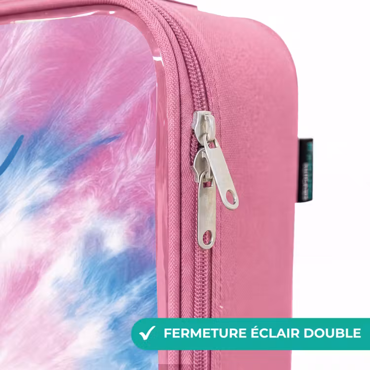 Valise enfant avec nom - Rose - Tie dye - Abstrait - Bleu - Rose — 7