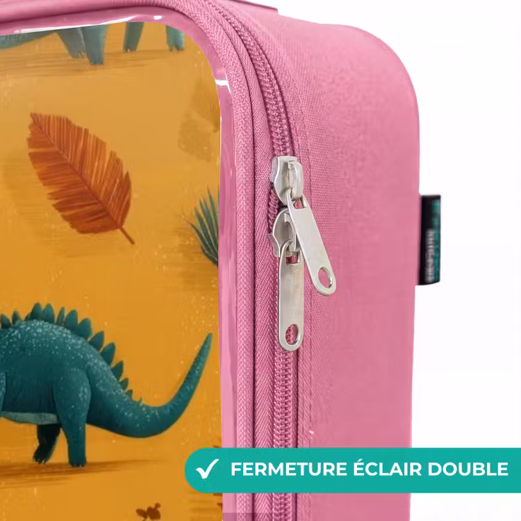 Valise enfant - Rose - Dino - Animaux - Motif — 7
