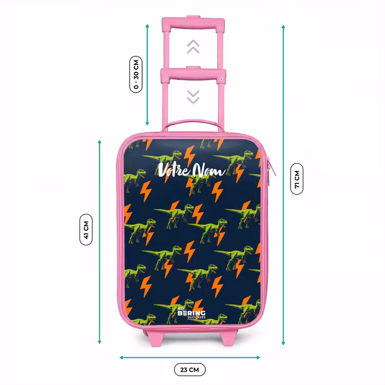 Valise enfant - Rose - Dinos - Foudre - Animaux - Bleu — 6
