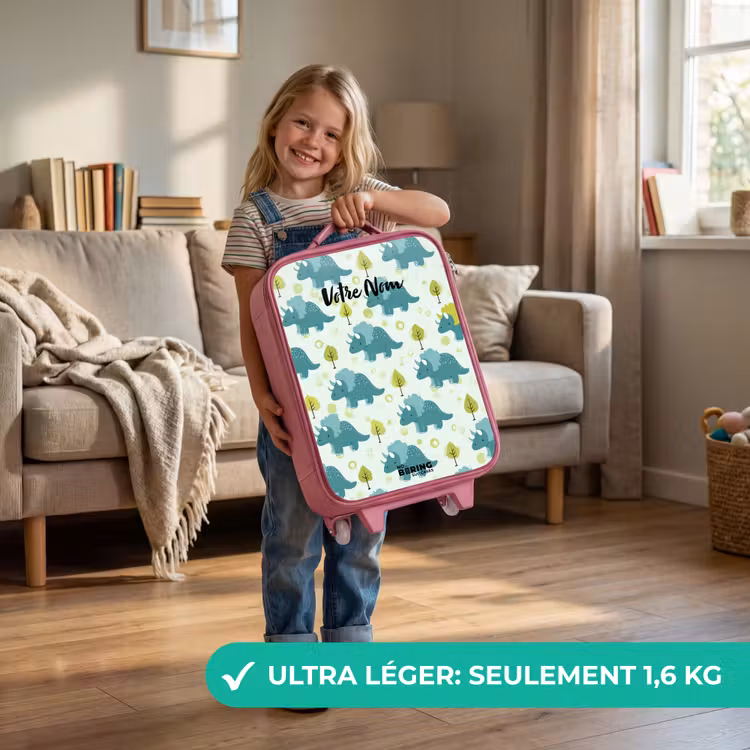 Valise enfant - Rose - Dinos - Motif - Nature — 3