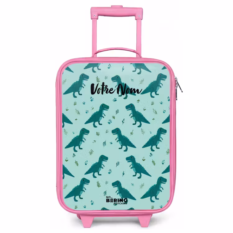 Valise enfant - Rose - Dinos - Motif - Vert — 1