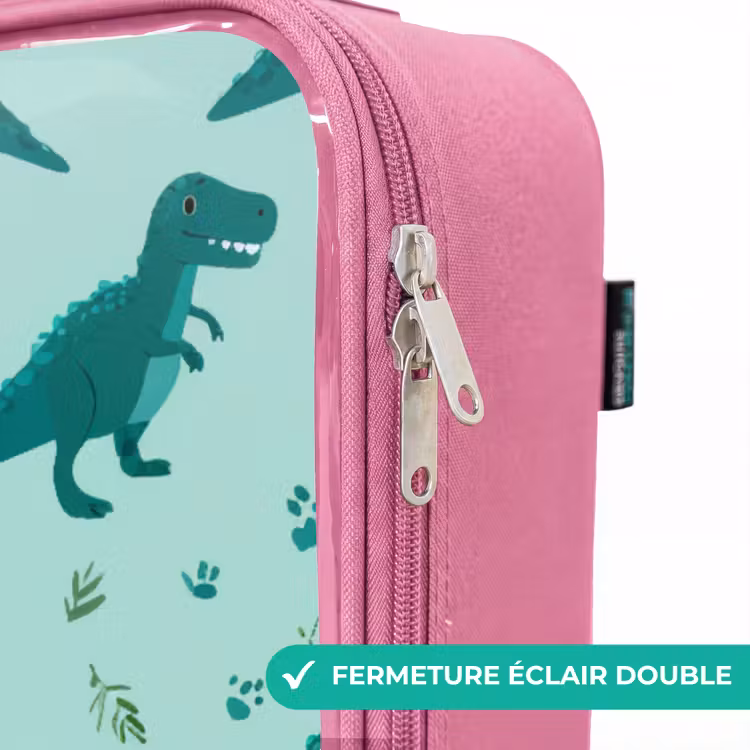 Valise enfant - Rose - Dinos - Motif - Vert — 7