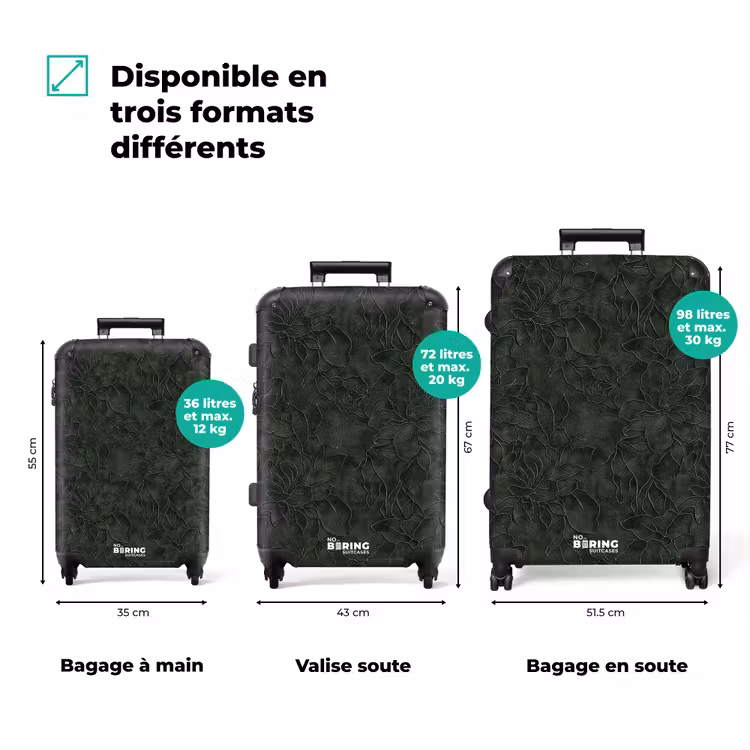 Valise - Fleurs - Lignes - Vert — 3