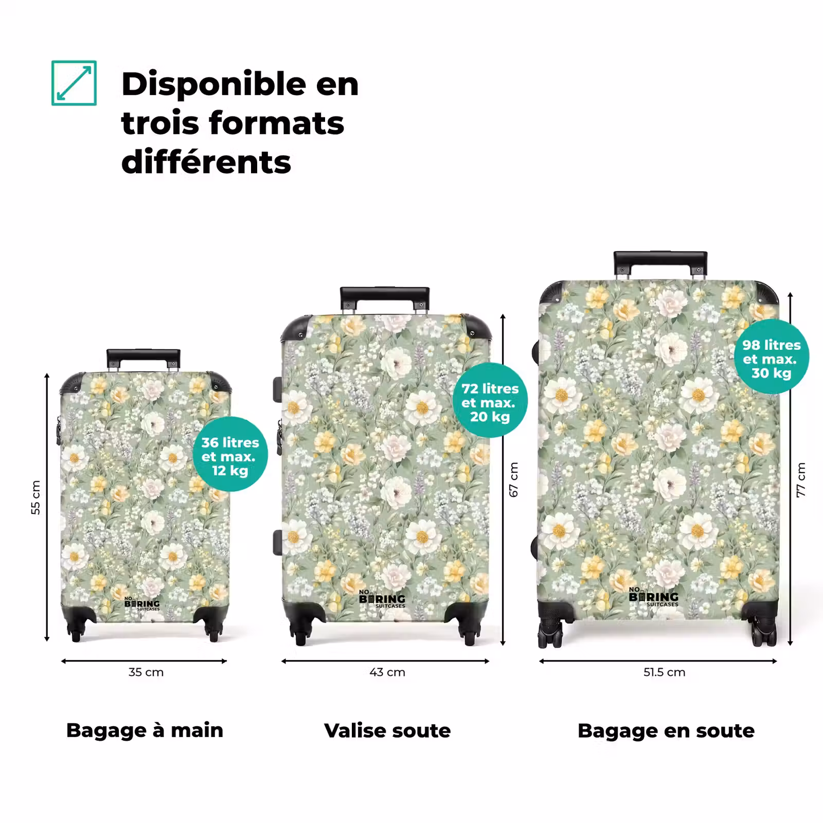Valise - Classique - Motif floral - Coloré — 1