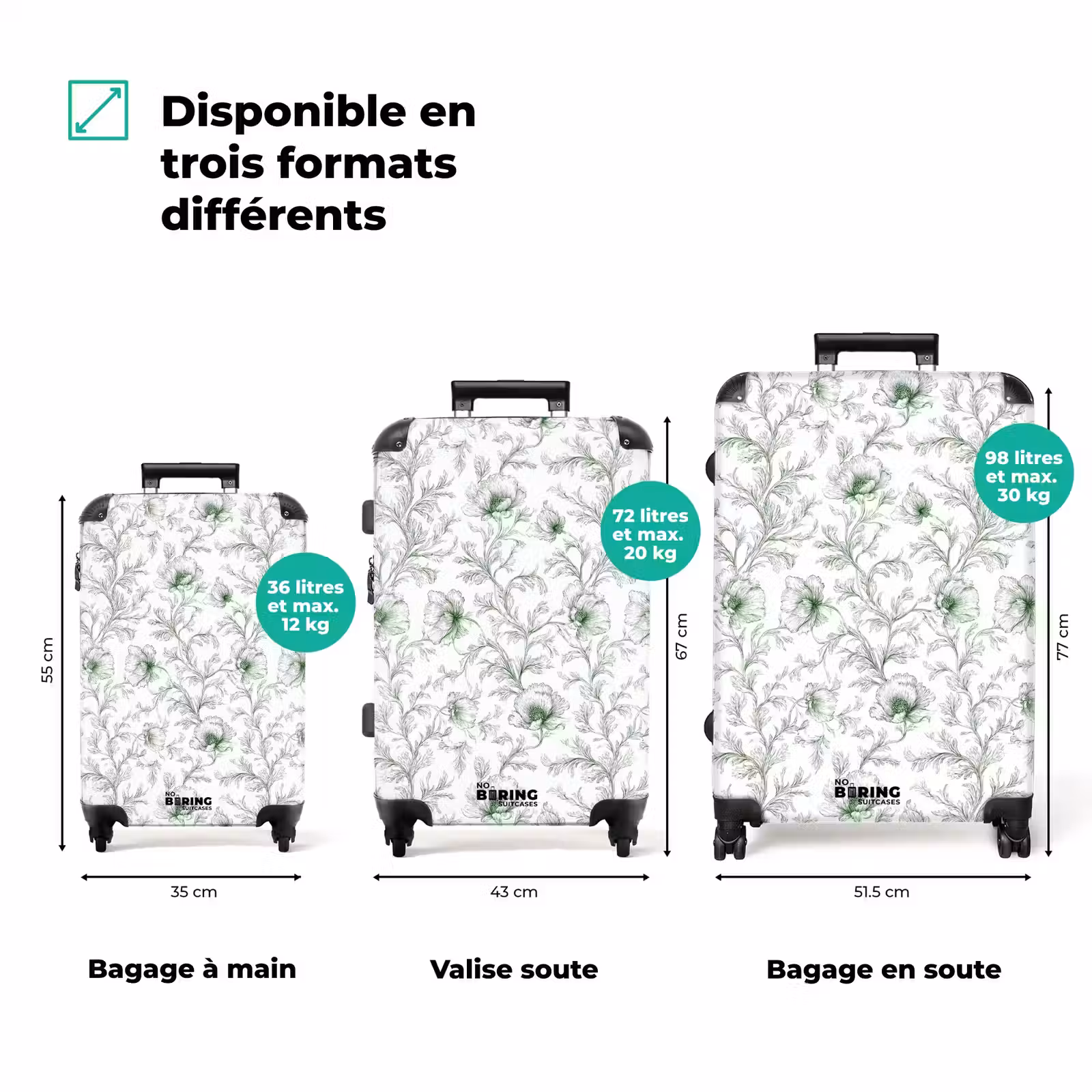Valise - Fleurs - Signées - Vertes — 1