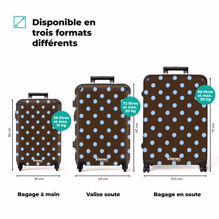 Valise - Classique - À pois - Marron — 1