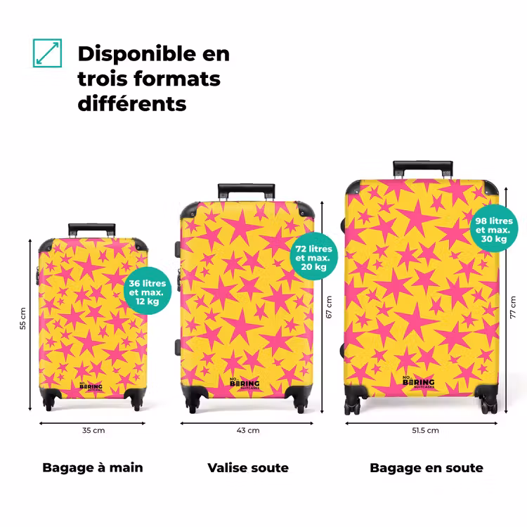 Valise - Étoiles - Motif - Rose - Jaune — 1