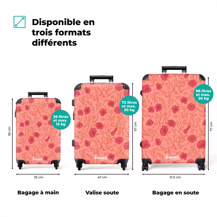 Valise - Fleurs des champs - Romantique - Rose — 1