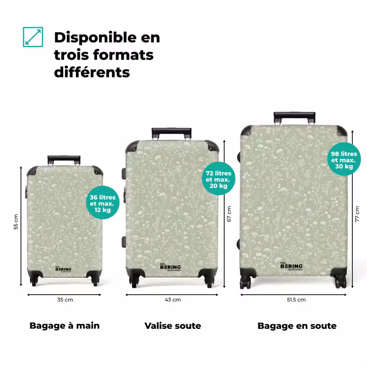 Valise - Fleurs - Motif - Vert — 1