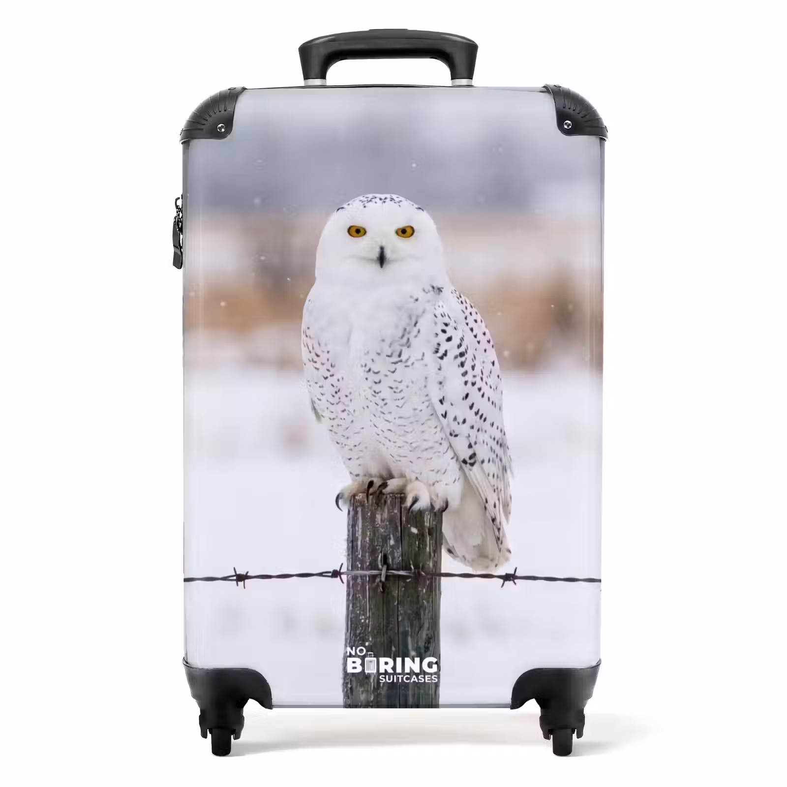 Valise - Chouette des neiges - Clôture - Neige - Blanc — 1