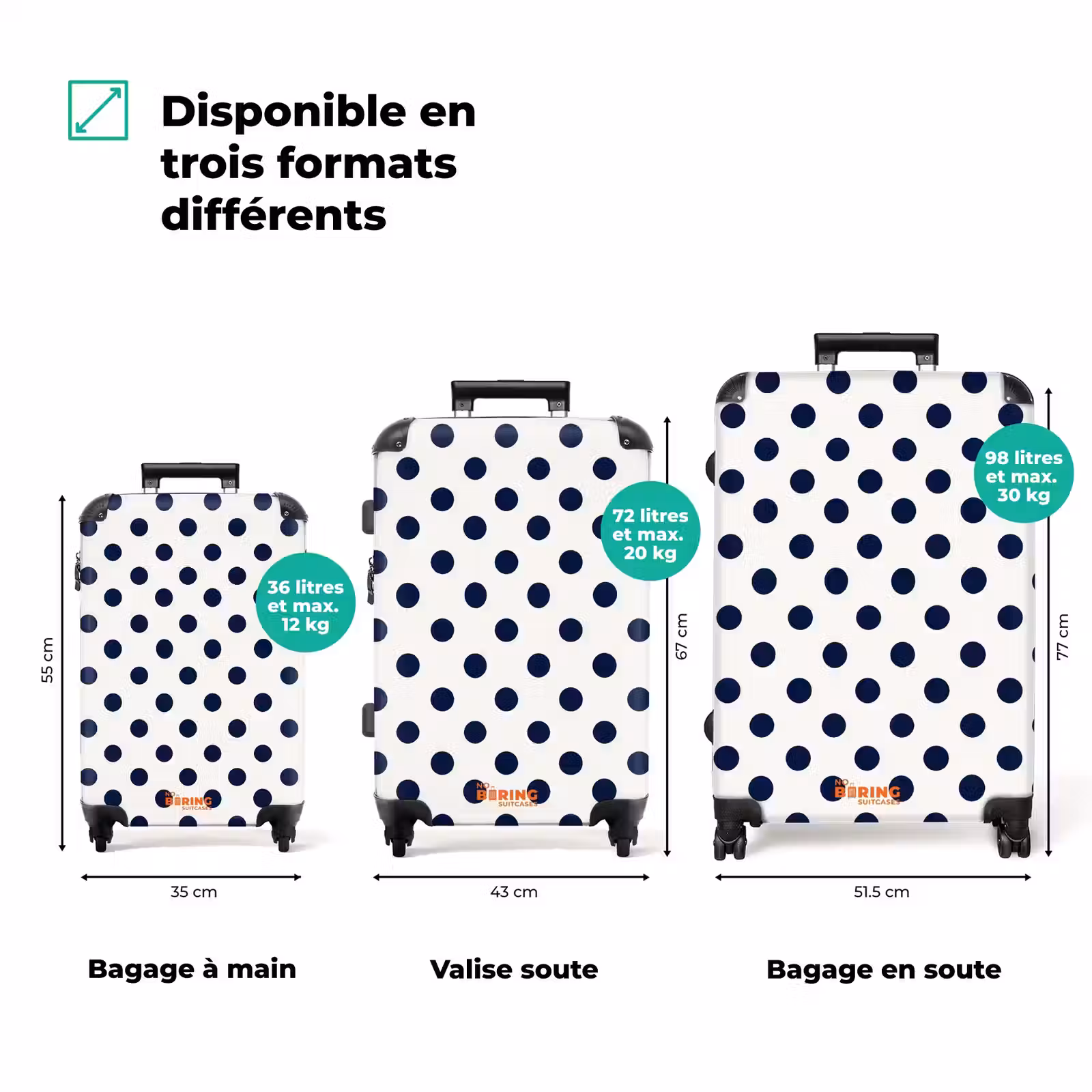 Valise - Classique - À pois - Bleu — 1
