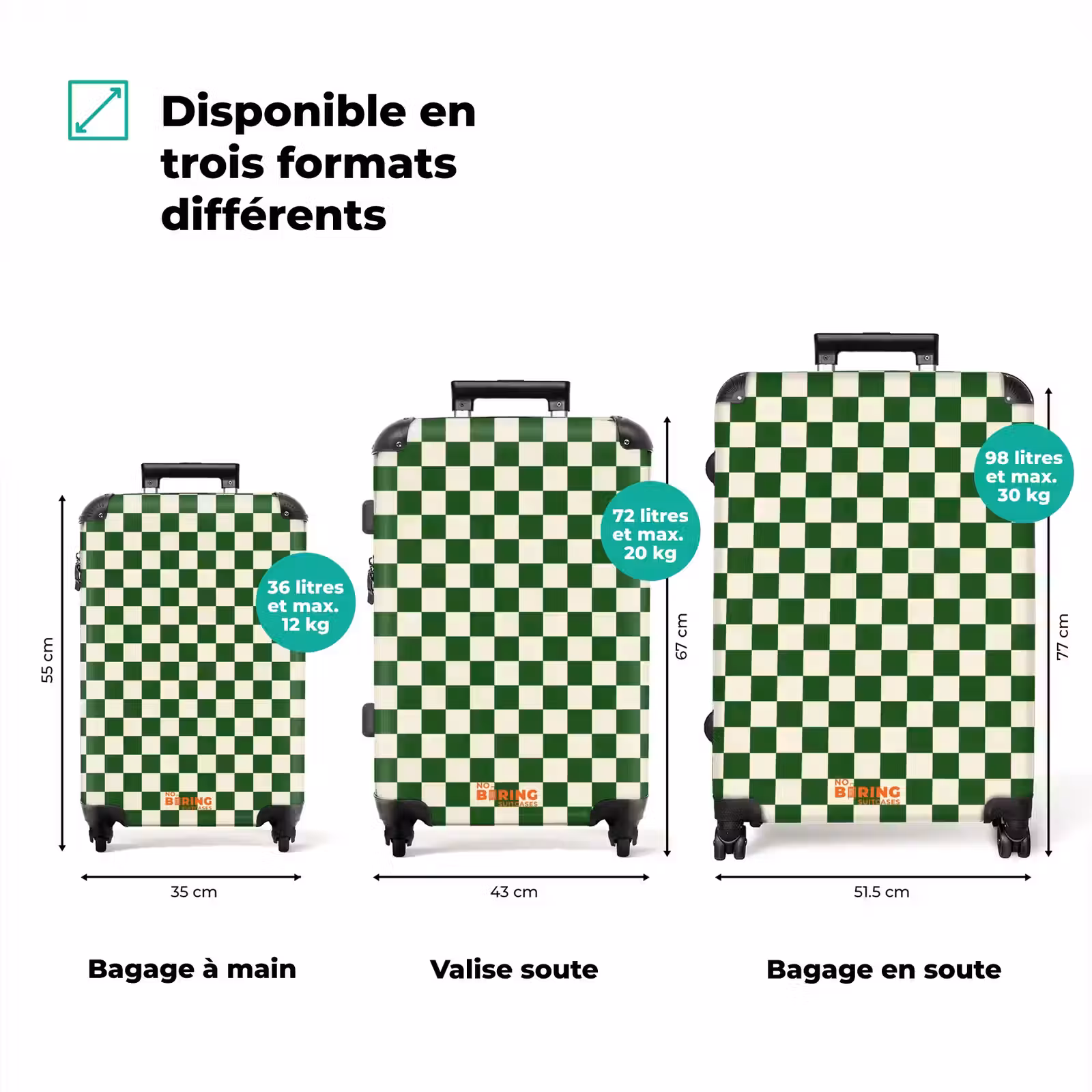 Valise - Échiquier - Motif - Vert — 1