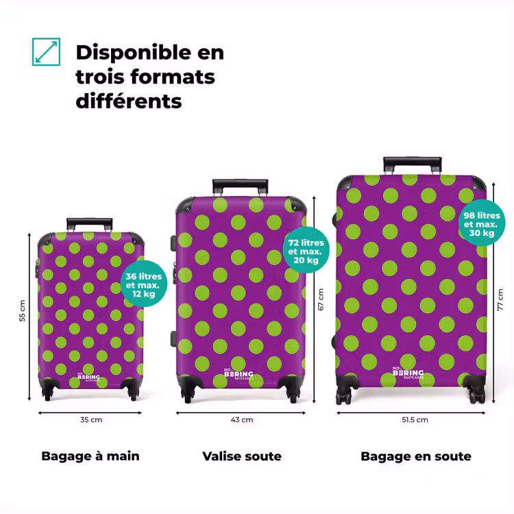 Valise - À pois - Classique - Vert — 1