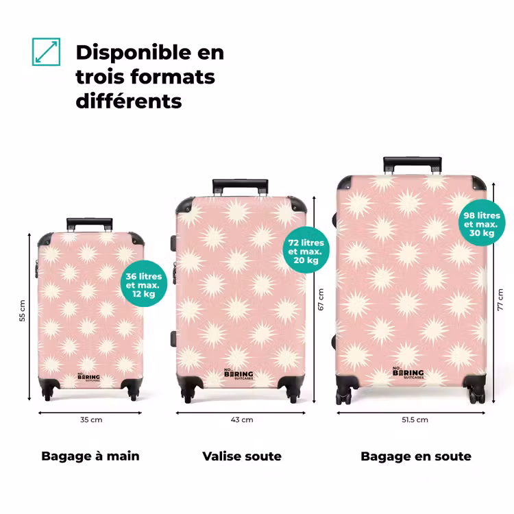 Valise - Bronzage - Motif - Rose — 1