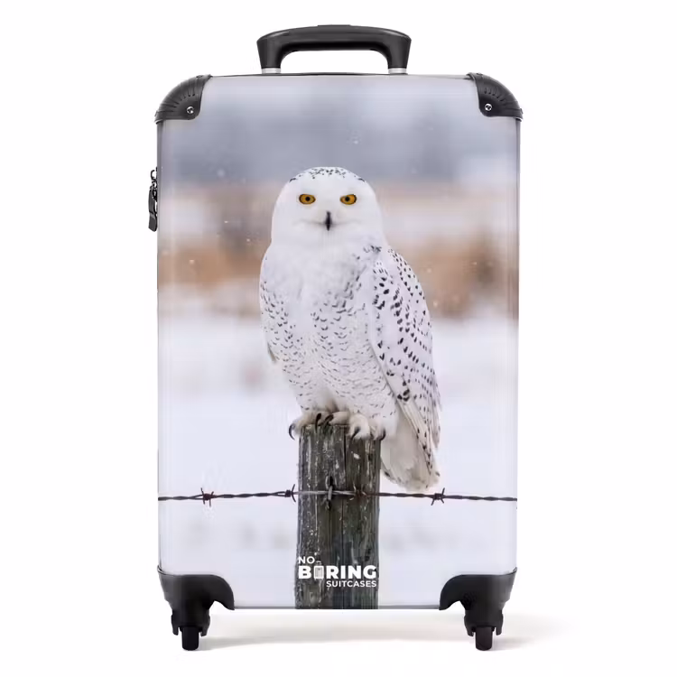 Valise - Chouette des neiges - Clôture - Neige - Blanc — 1