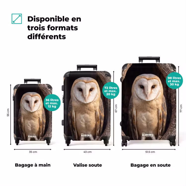 Valise - Chouette effraie - Arbre - Nature - Marron — 3