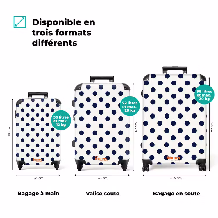 Valise - Classique - À pois - Bleu — 1