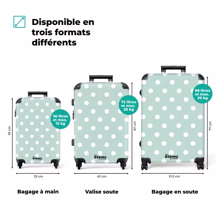 Valise - Classique - Polka - Vert — 1