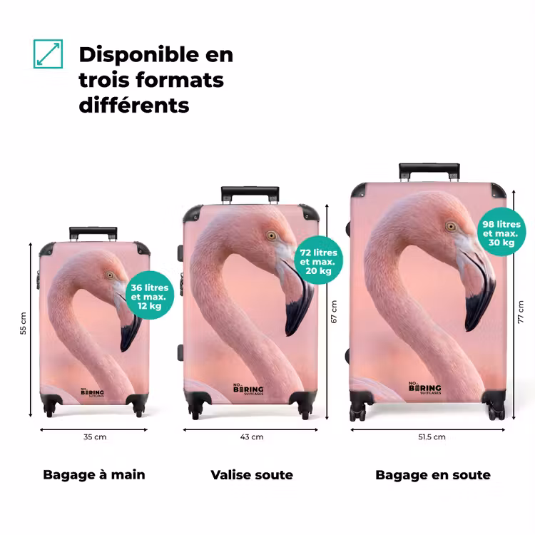 Valise - Flamant rose - Portrait - Rose — 3