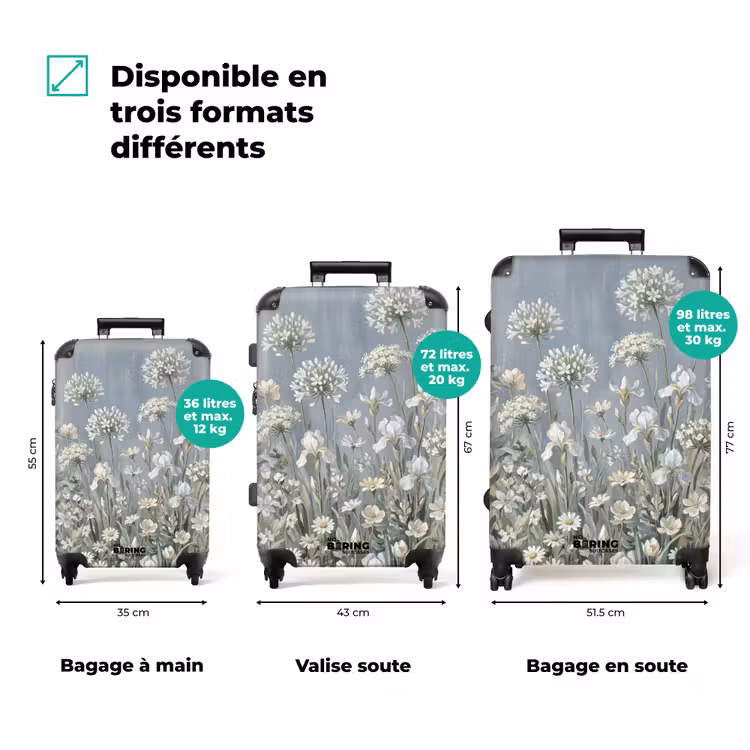Valise - Fleurs - Botanique - Bleu — 1