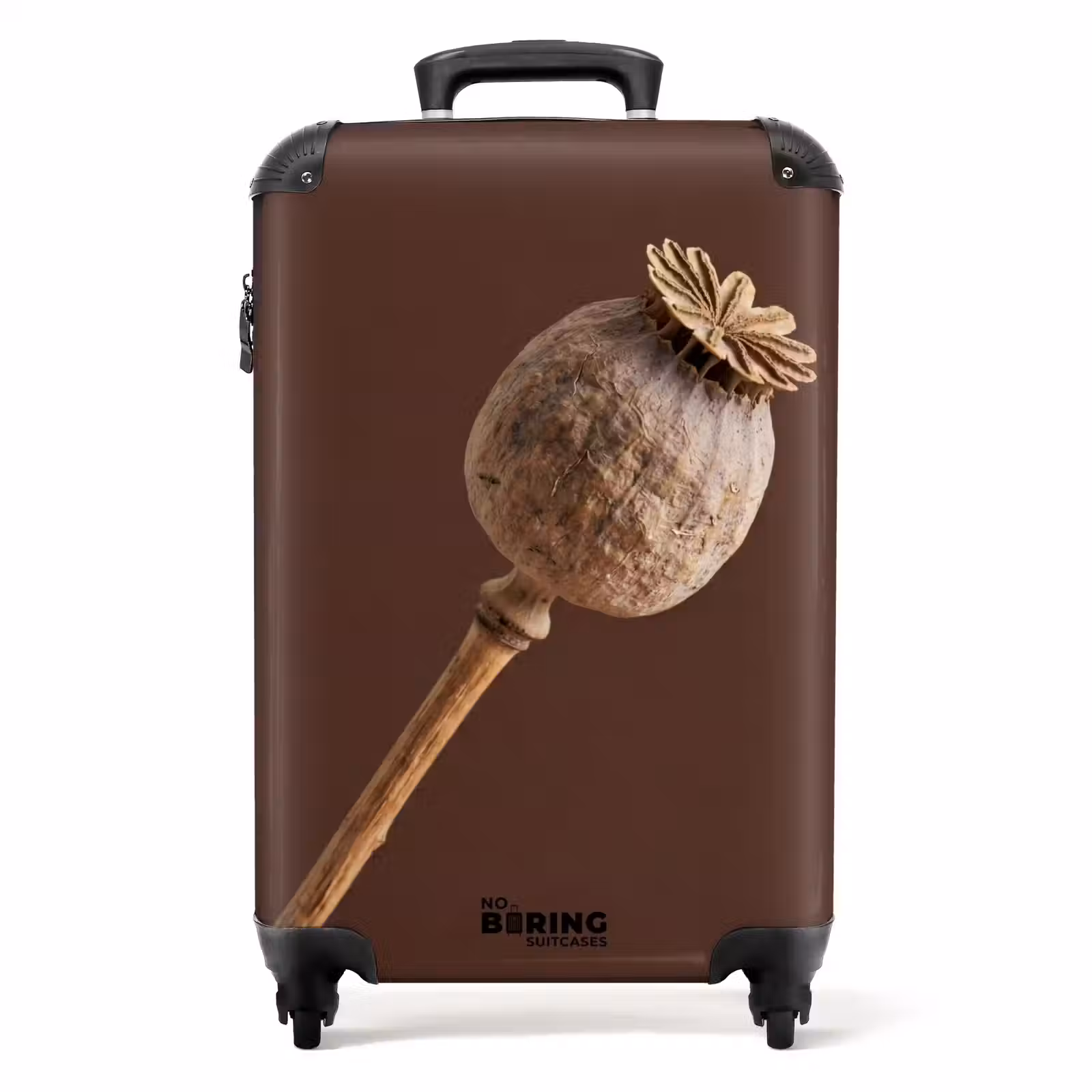 Valise - Boule de pavot - Fleur séchée - Marron - Minimaliste — 1