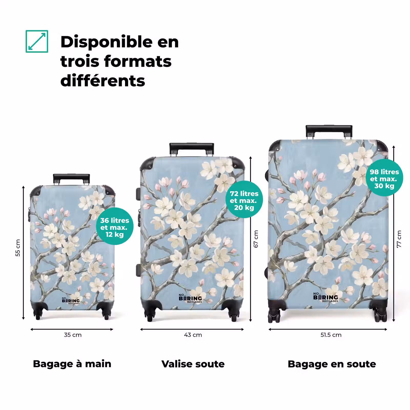 Valise - Branches - Fleurs de cerisier - Bleu — 1