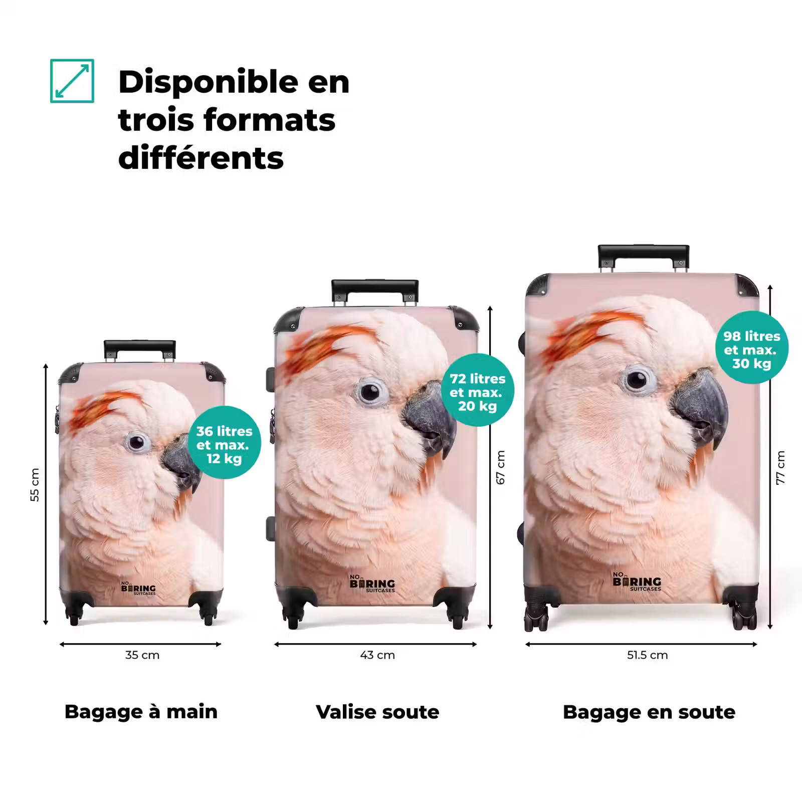 Valise - Cacatoès - Portrait - Rose — 1