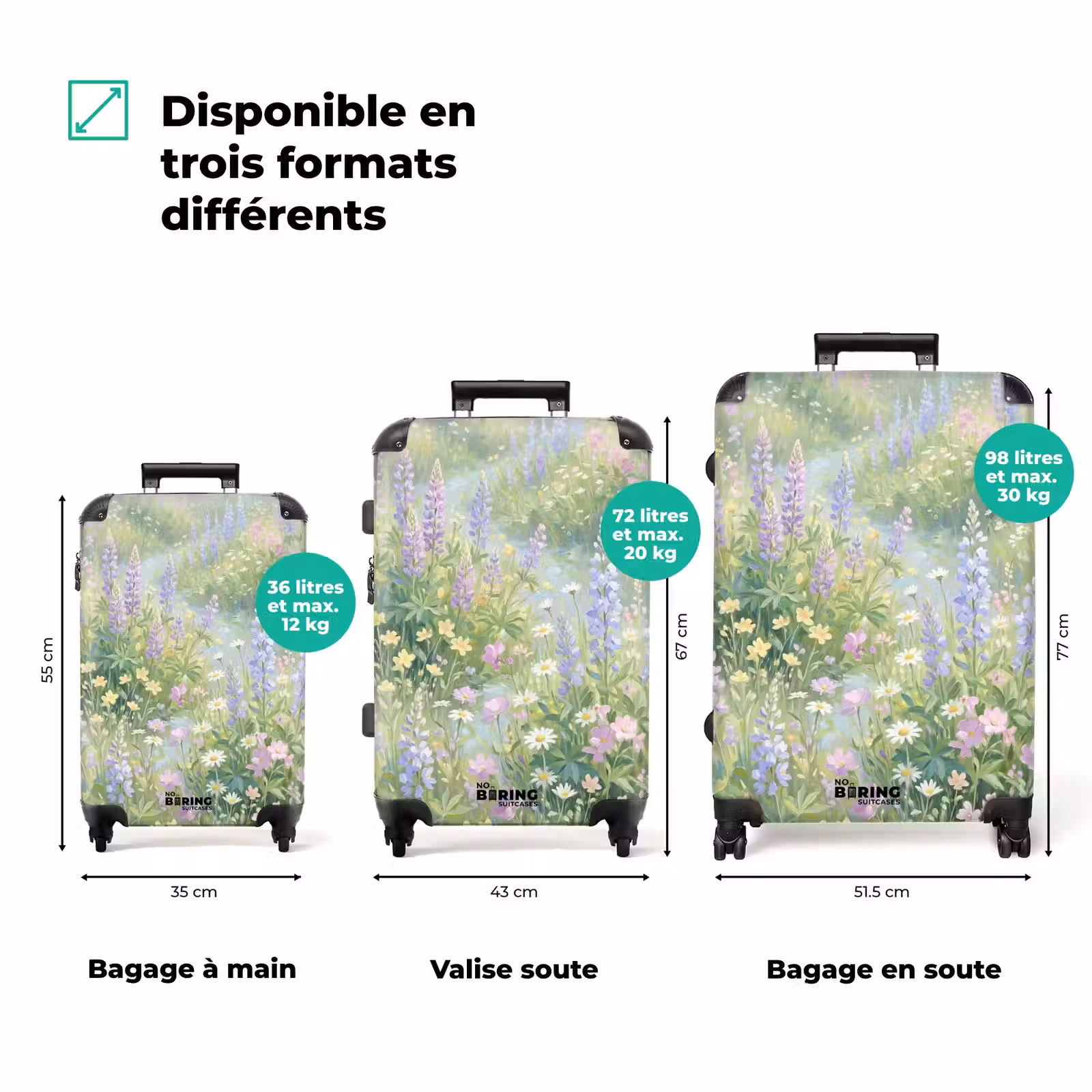 Valise - Champ de fleurs - Collines - Coloré — 1