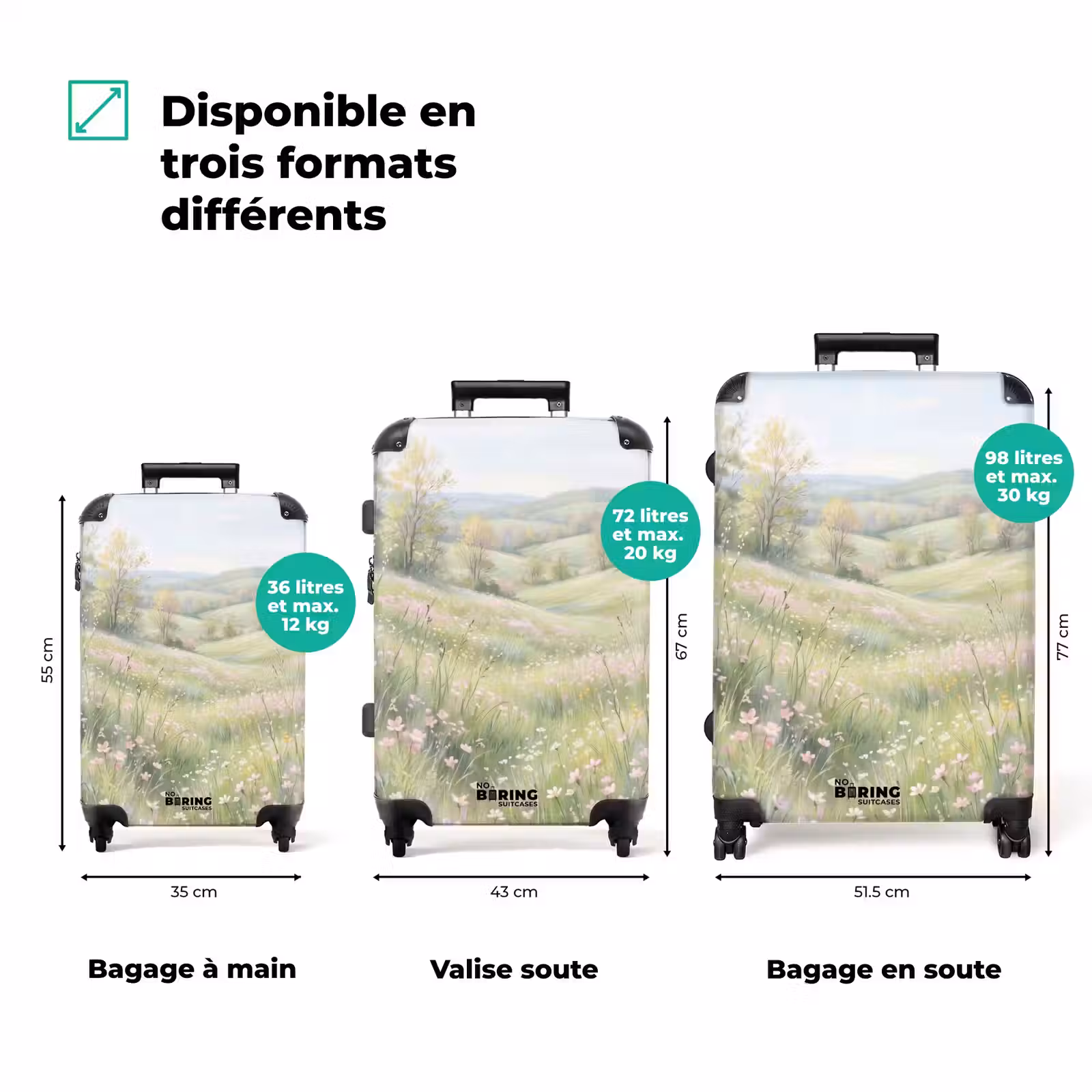 Valise - Champ de fleurs - Fleurs - Vert — 1