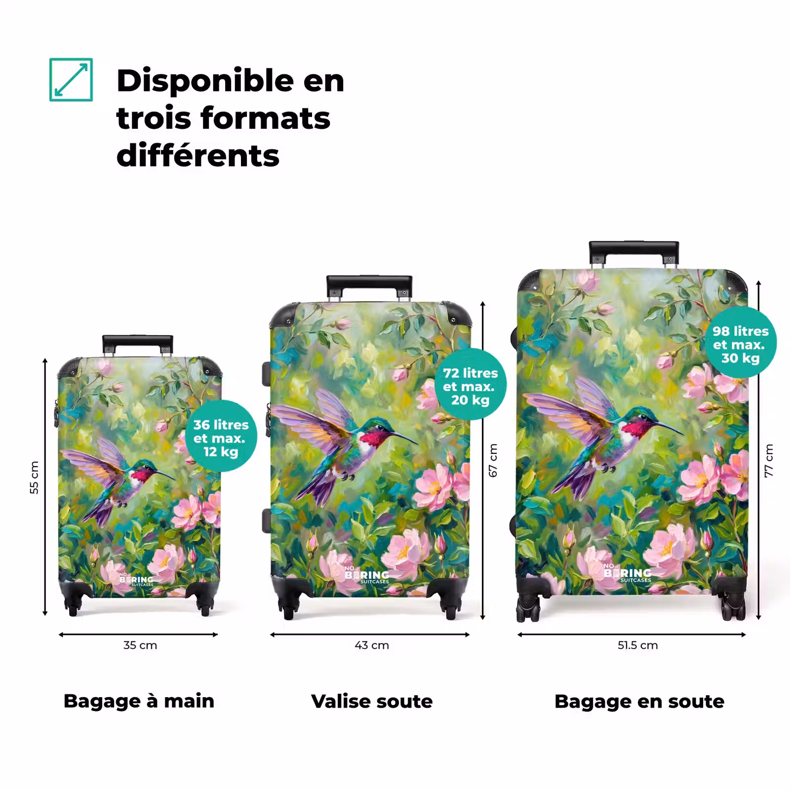 Valise - Colibri - Fleurs - Nature - Coloré — 1