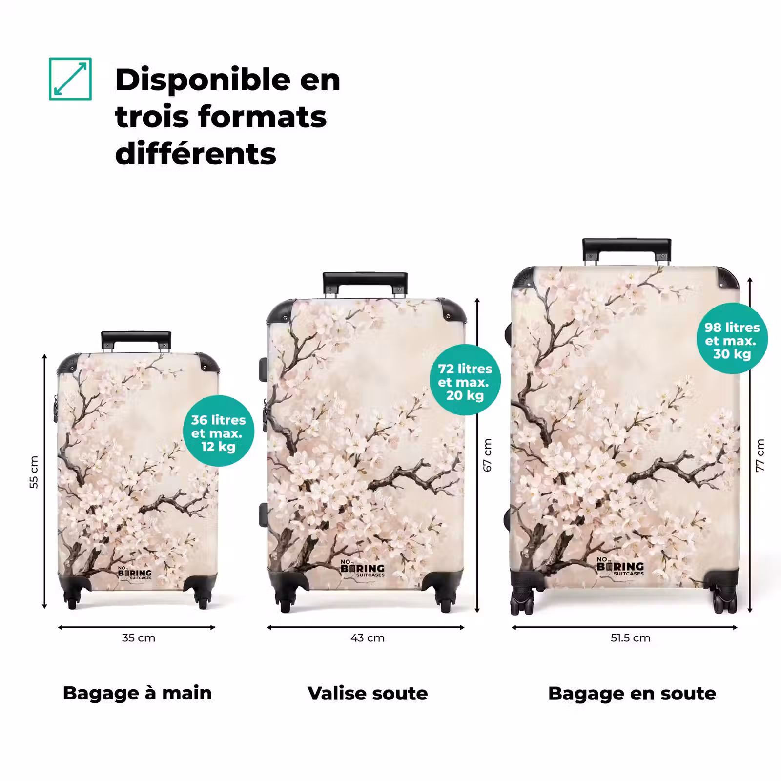 Valise - Fleur - Illustration - Taupe — 1