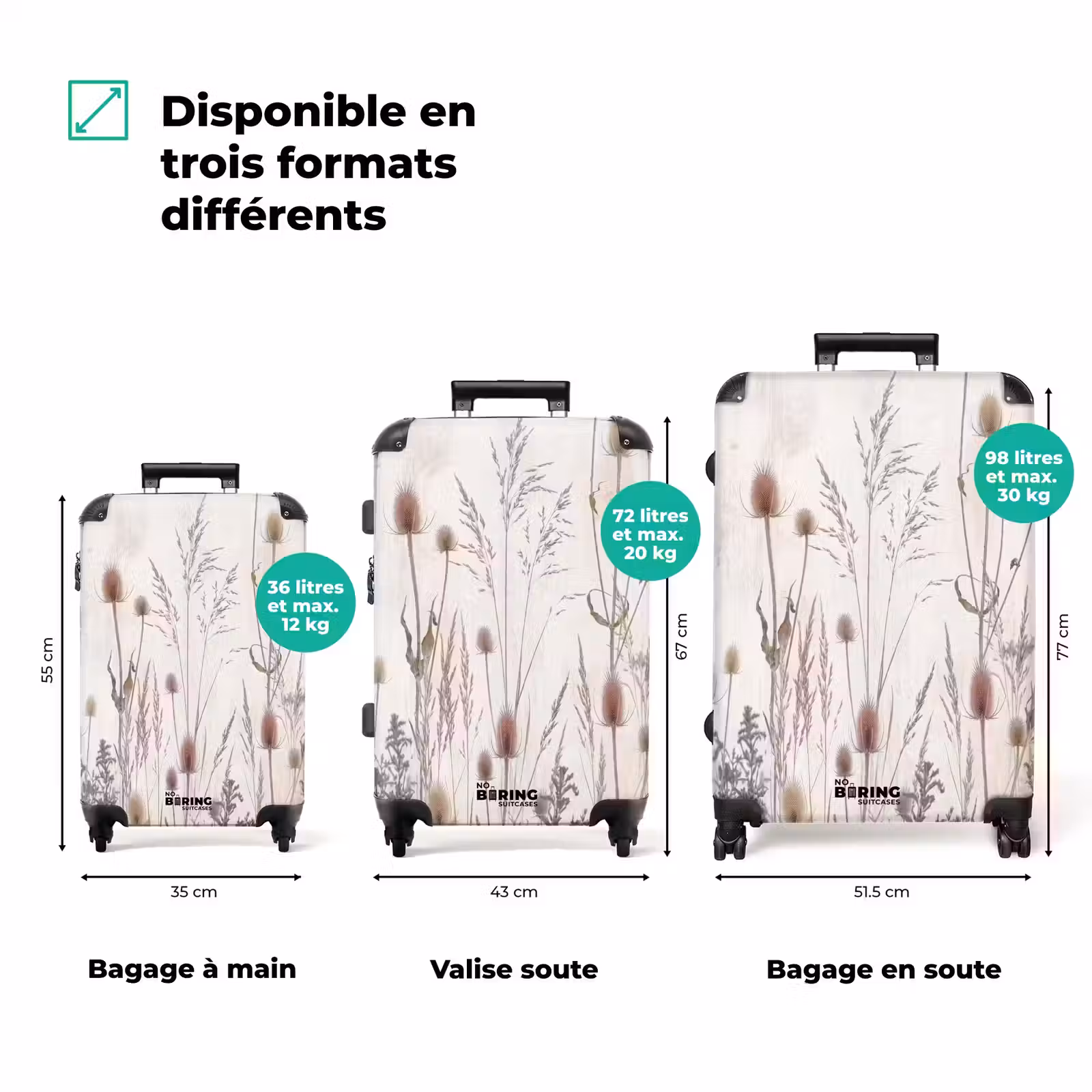Valise - Fleurs des champs - Design - Sépia — 1