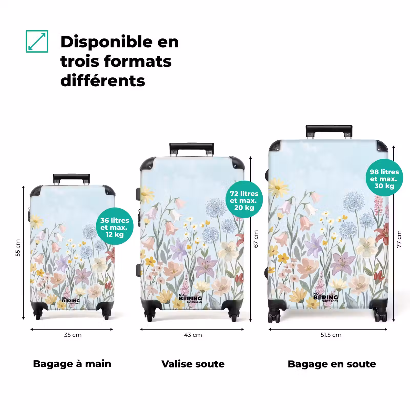 Valise - Fleurs des champs - Illustration - Colorée — 1
