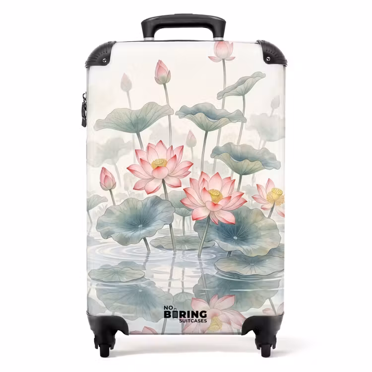 Valise - Aquarelle - Fleurs de lotus - Coloré — 1