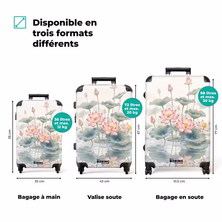 Valise - Aquarelle - Fleurs de lotus - Coloré — 3