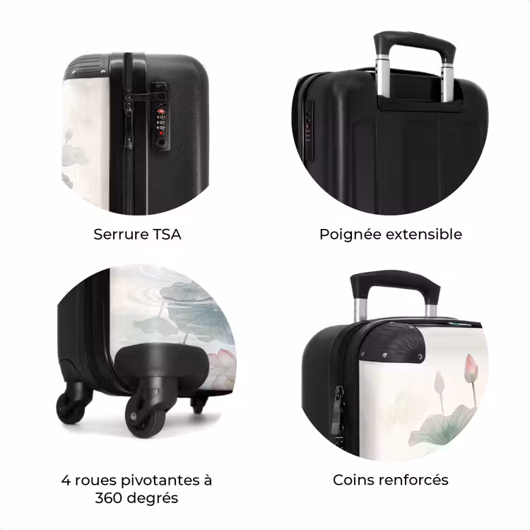 Valise - Aquarelle - Fleurs de lotus - Coloré — 8