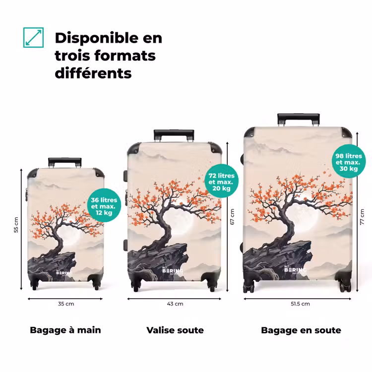 Valise - Asiatique - Fleur - Rouge — 3