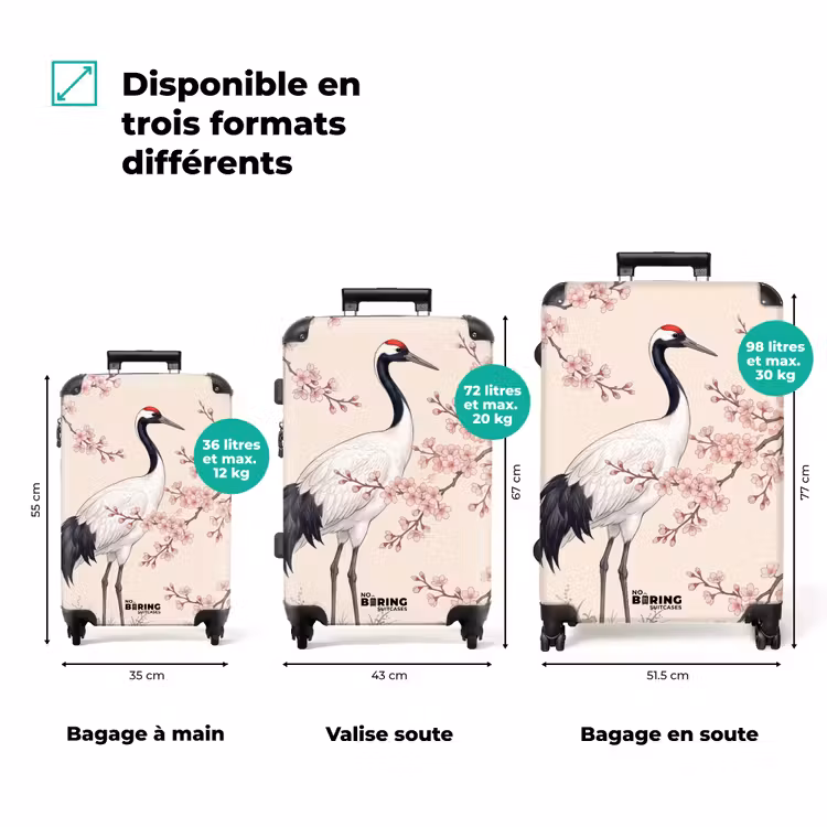 Valise - Asiatique - Grue - Beige — 3