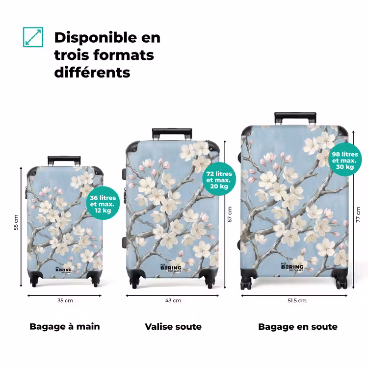 Valise - Branches - Fleurs de cerisier - Bleu — 1
