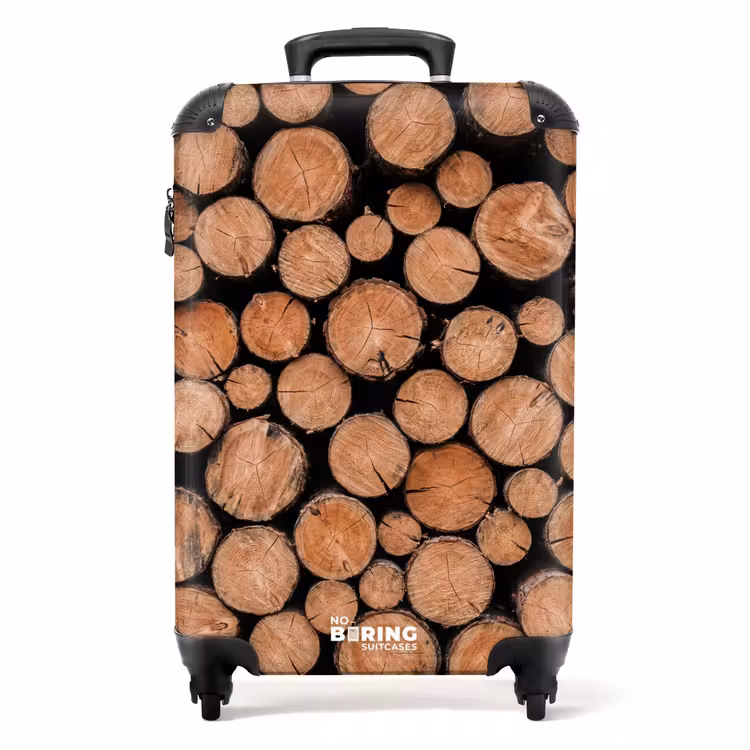 Valise - Bûches - Texture - Motif - Marron - Rustique — 1
