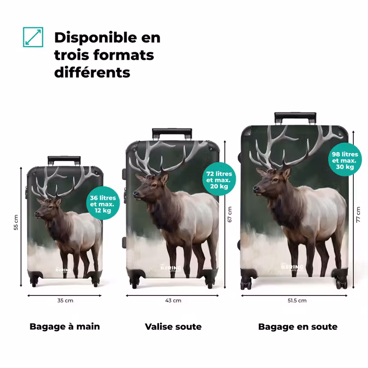 Valise - Cerf élaphe - Bois - Peinture - Rustique — 3