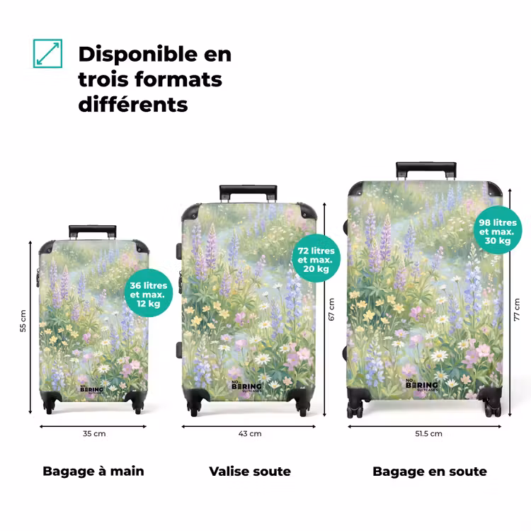 Valise - Champ de fleurs - Collines - Coloré — 1
