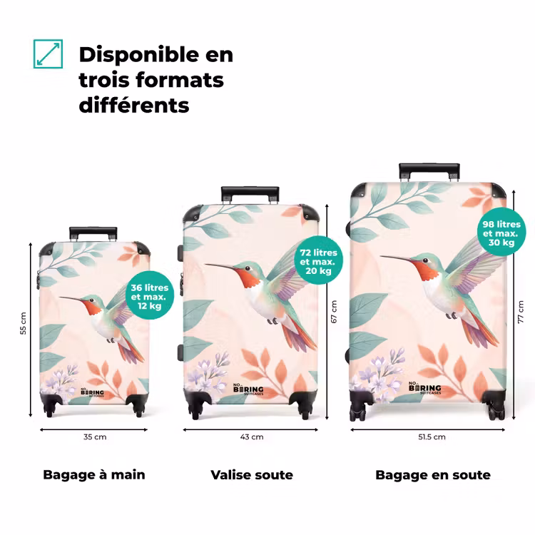 Valise - Colibri - Vol - Nature - Illustration - Coloré — 1