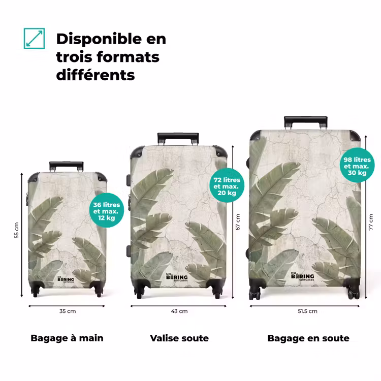 Valise - Feuilles de bananier - Béton - Vert — 1